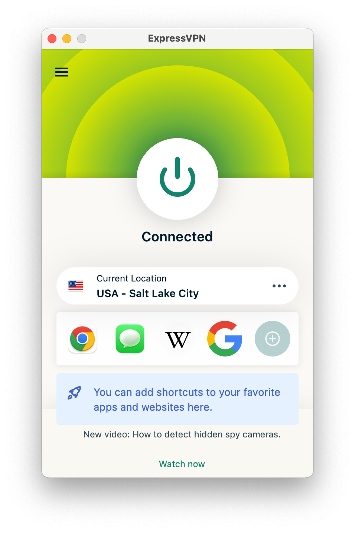 ExpressVPN app connected