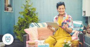 woman using table to make a purchase