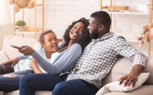 family on couch together