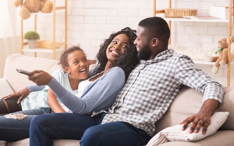 family on couch together