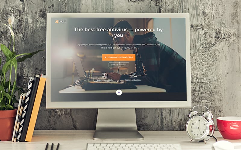 computer screen with antivirus homepage