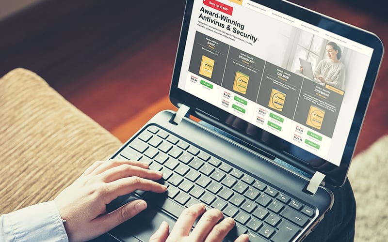 laptop with norton on screen