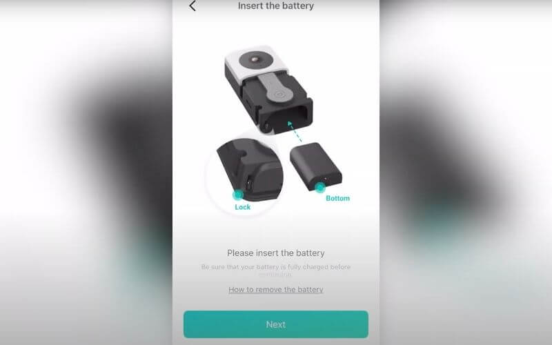 Insert battery into Kami Doorbell