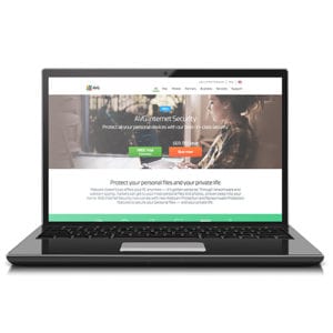 laptop screen showing AVG Internet Security homepage