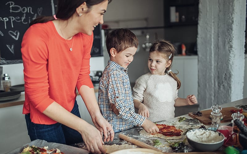 Kids in the kitchen with mom