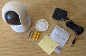 Tapo C210 and the items included in the box